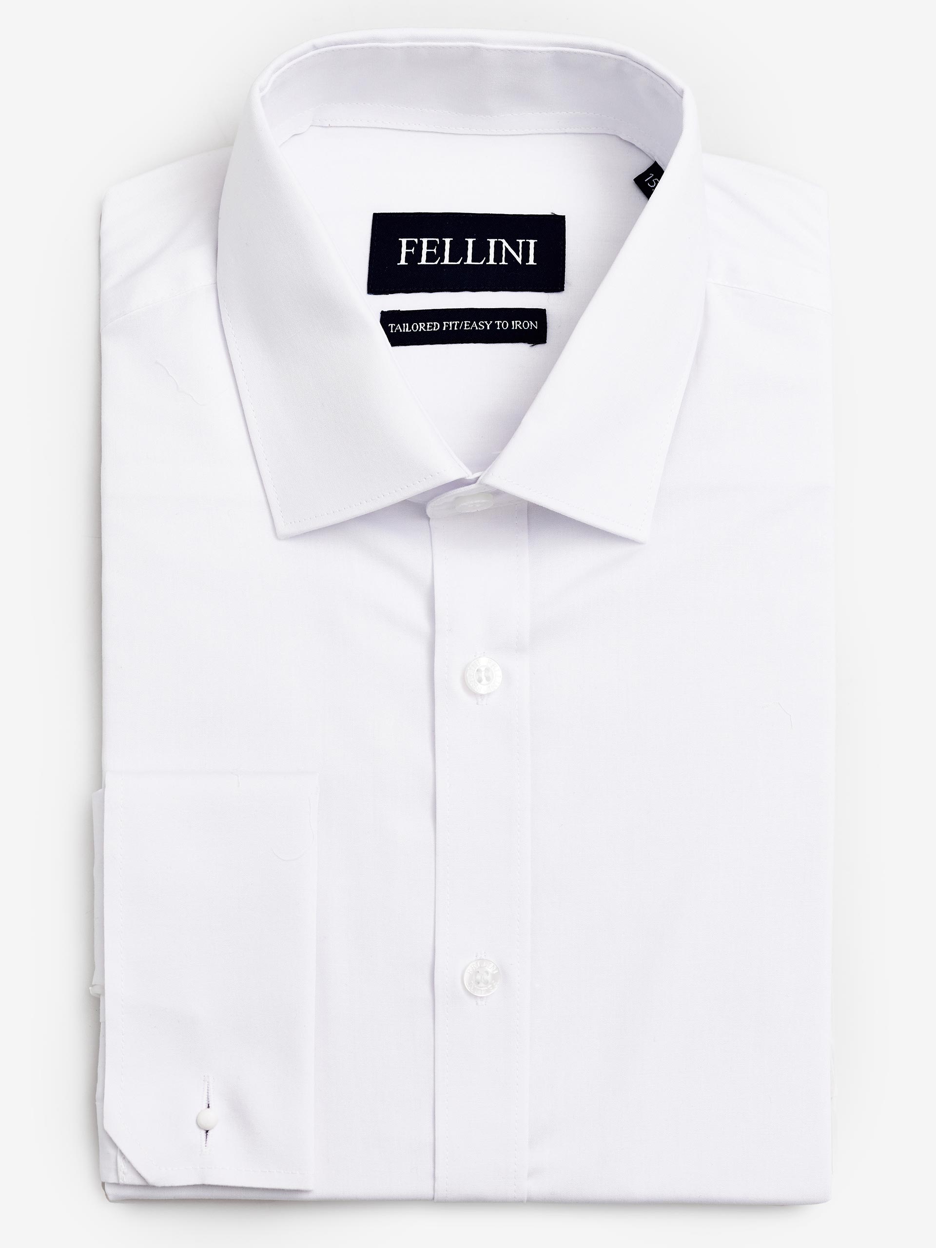 Tailored Fit Plain White Double Cuff Shirt